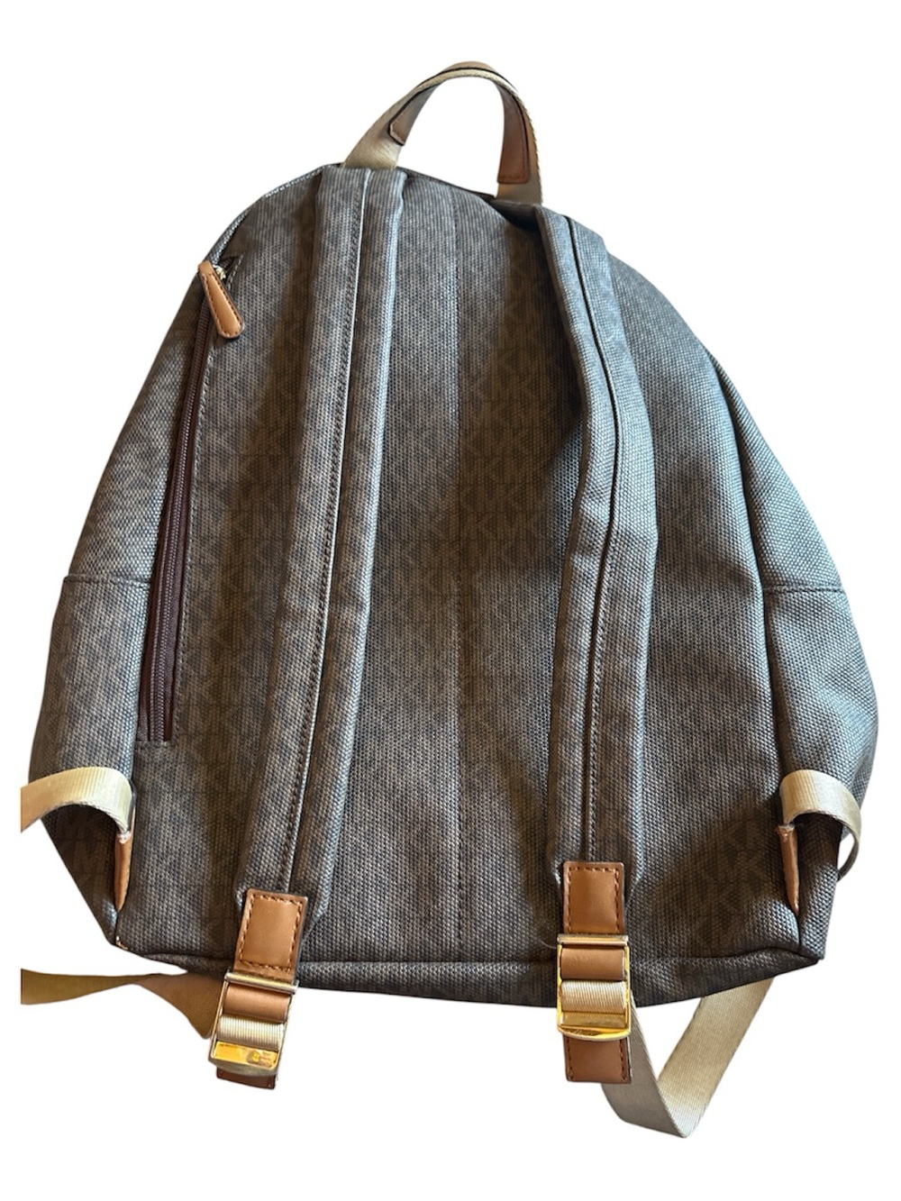 Michael Kors Brown Monogram Backpack with Gold Chain Detail - Picture 2 of 8